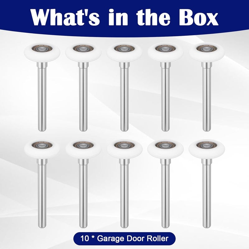 AojSup 10 Pcs 1.8 inch Garage Door Rollers with 4.7 inch Stem, Quiet Garage Door Wheel Replaceable, Nylon Garages Roller Replacement for Garages, Barns, Warehouses - Image 4